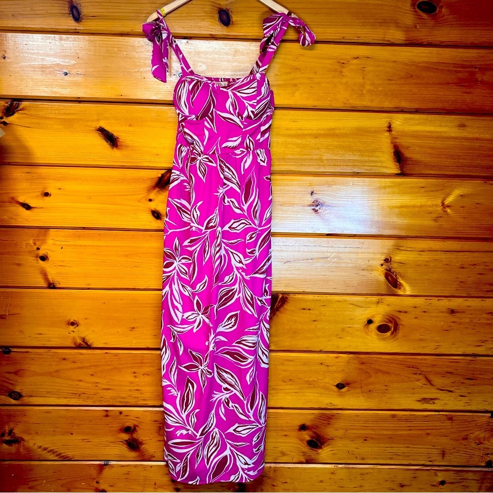 Band of The Free Anthropology Vision Ventures Boho Maxi Dress Fuchsia Floral S
